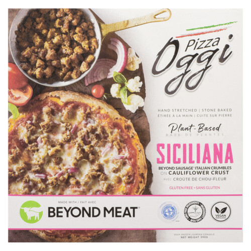 Oggi Frozen Plant-Based Gluten-Free Beyond Siciliana Sausage On Cauliflower Crust Pizza 380 g