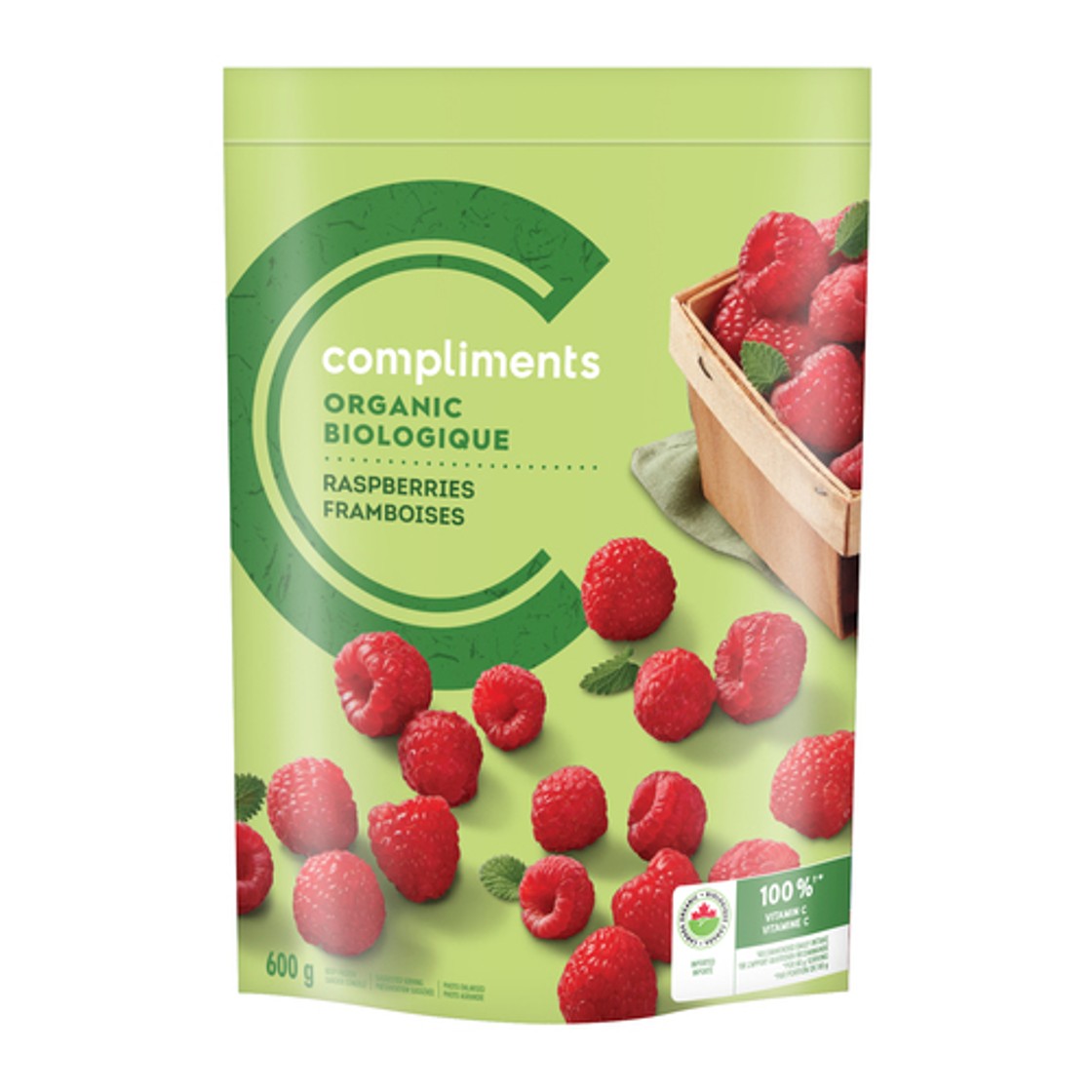 Compliments Organic Frozen Raspberries 600 g - Voilà Online Groceries ...
