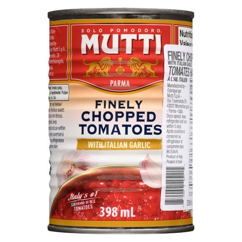 Mutti Canned Tomatoes Finely Chopped With Italian Garlic 398 ml