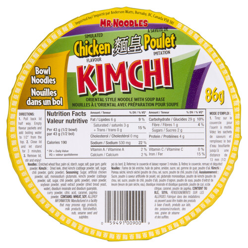 Mr. Noodles Instant Noodles Soup Chicken Kimchi 86 g