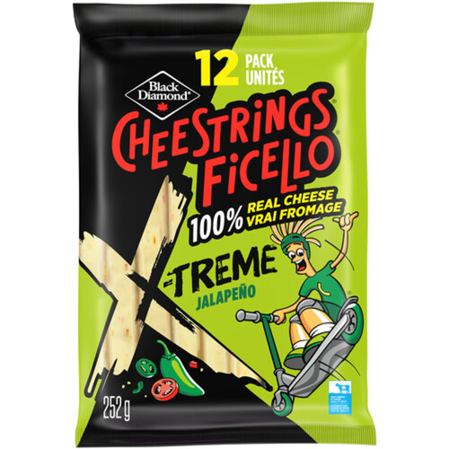 Black Diamond Cheestrings Cheese Snack Jalapeno 12 Pack 252 g