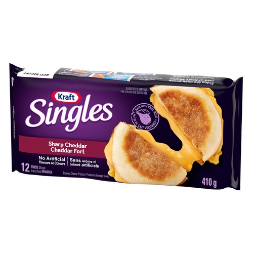 Kraft Sliced Process Cheese Sharp Cheddar 14 Extra Thick Slices 410 g