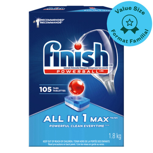 Finish Dishwasher Detergent All-in-One Fresh Scent 105 Tabs