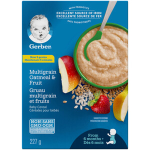 Gerber Stage 2 Baby Cereal Multigrain Oatmeal & Fruit 227 g