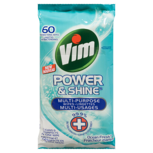 Vim Cleaners Power & Shine Anti Bacteria Wipes 60 Sheets