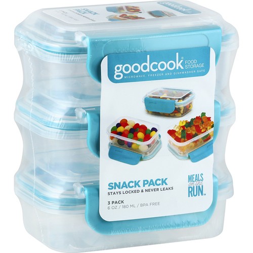 GoodCook Food Storage Snack Pack Containers 3 Count
