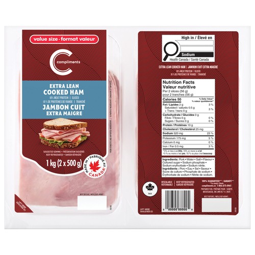 Compliments Cooked Ham Extra Lean 2 x 500 g