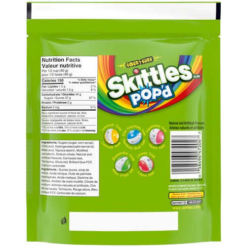 Skittles Pop'd Freeze Dried Candy Sour 155 g