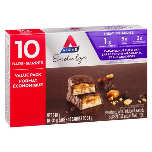 Atkins Endulge Nut Chew Bar Treat Caramel 10 x 34 g