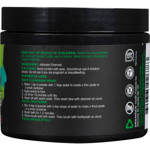 Organika Health Products Activated Charcoal Powder 40 g
