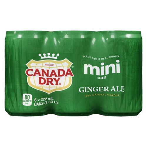 Canada Dry Mini Soft Drink Ginger Ale 6 x 222 ml (cans)