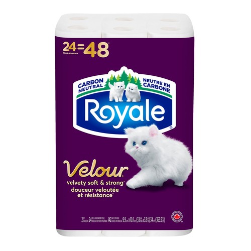 Royale Velour Toilet Paper 2-Ply 24 Rolls x 142 Sheets 