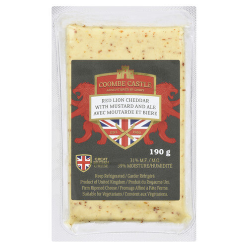 Coombe Castle Red Lion Cheddar With Ale And Mustard 190 g