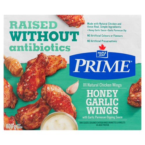 Maple Leaf Prime Frozen Chicken Wings Honey Garlic 800 g