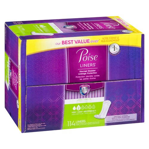 Poise Incontinence Liners Long 114 Count