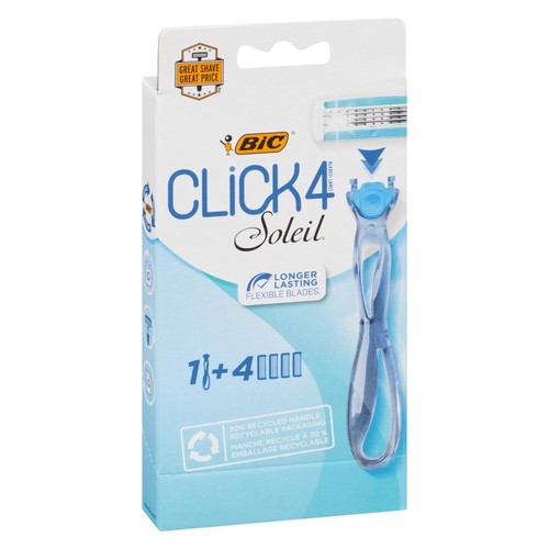 Bic Click 4 Soleil Blades With 1 Handle 4 Pack