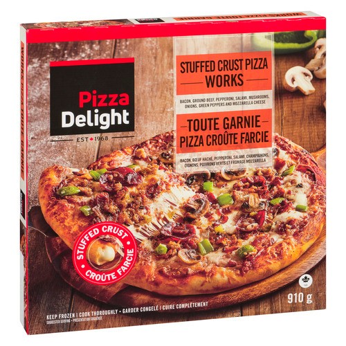 Pizza Delight Frozen Pizza Stuffed Crust Works 910 g