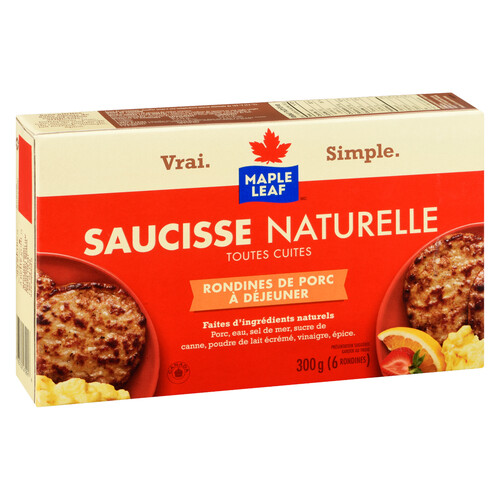 Maple Leaf Fully Cooked Natural Pork Breakfast Sausage Patties 300 g ...