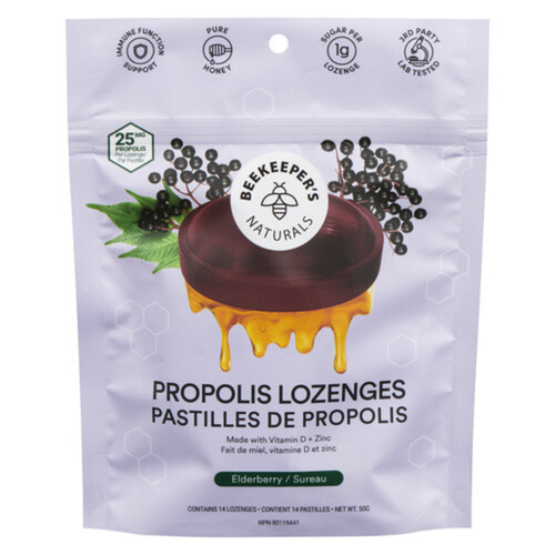 Beekeeper's Naturals Propolis Lozenges Elderberry 14 Count 50 g