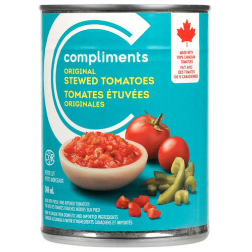 Compliments Canned Petite Cut Stewed Tomatoes Original 540 ml