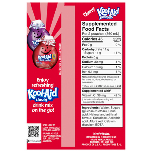 Kool-Aid Jammers Fruit Beverage Cherry 10 x 180 ml