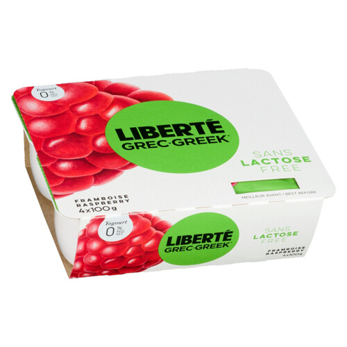 Liberté Organic Greek 0% Yogurt Raspberry 400 g