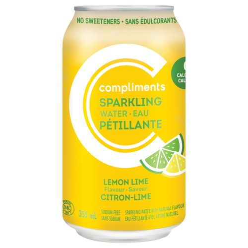 Compliments Sparkling Water Lemon Lime 355 ml