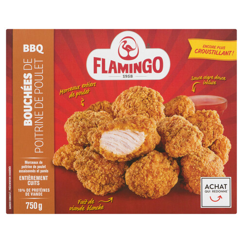 Flamingo Frozen Chicken Breast Chunkies Breaded Fully Cooked BBQ 750 g