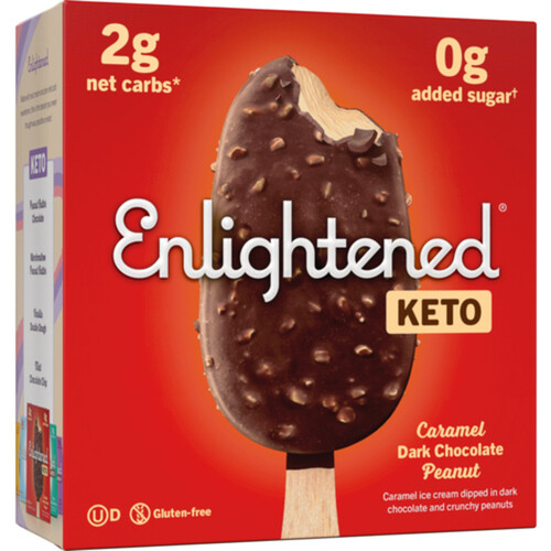 Enlightened Ice Cream Bars Dark Chocolate Caramel Peanut 4 Pack (frozen)