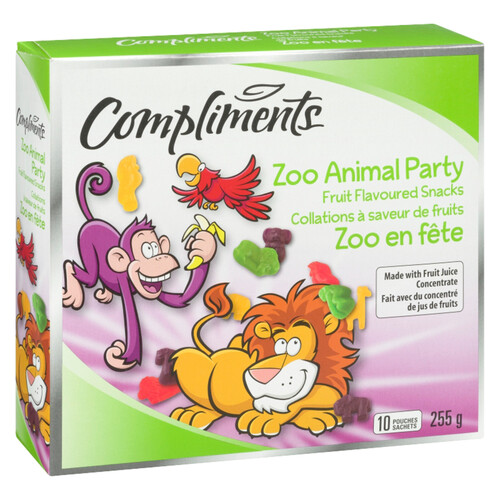 Compliments Zoo Animal Party Fruit Flavoured Snacks Fruit Juice Concentrate 255 g