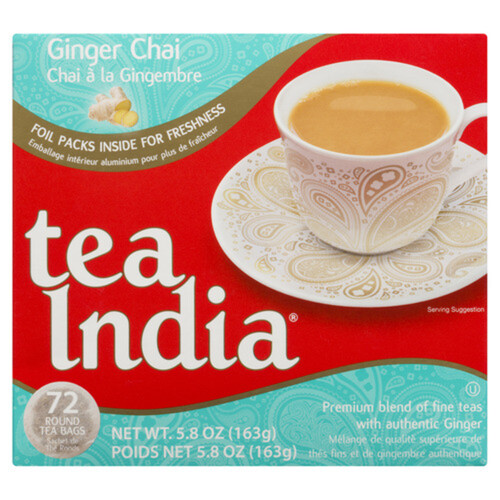 Tea India Ginger Chai Tea 72 Tea Bags - Voilà Online Groceries