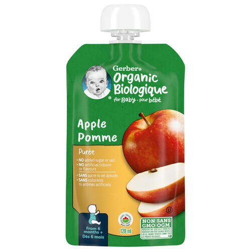 Gerber Organic Baby Food Purée Apple 128 ml