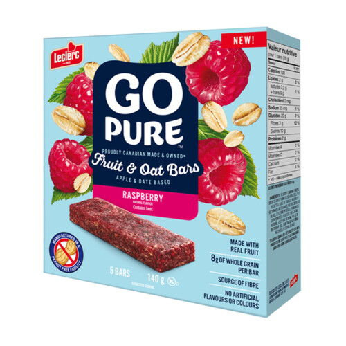 Leclerc GoPure Cereal Oat Bars Raspberry 140 g