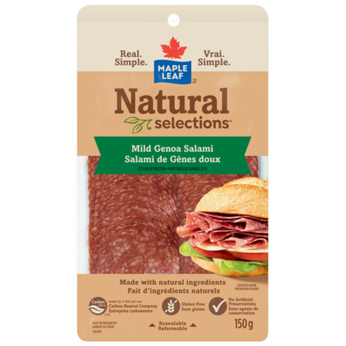 Maple Leaf Natural Selections Genoa Salami Dry-Cured Sliced 150 g