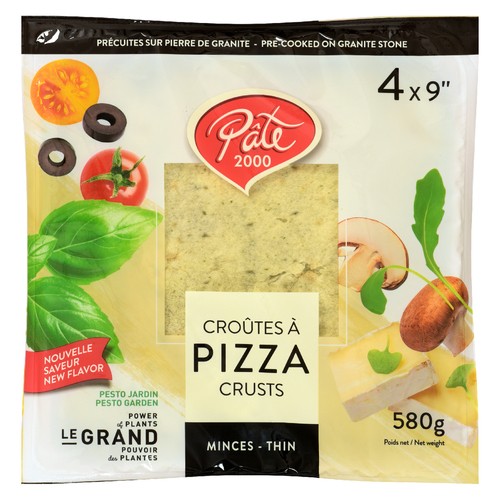 Aliments Pate 2000 Squared Pizza Dough Pesto 4 Pack 9-Inch 580 g