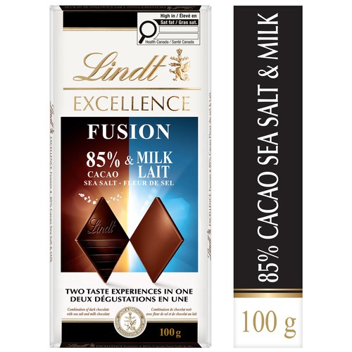 Lindt Excellence Chocolate Bar Fusion 85% Sea Salt Milk 100 g