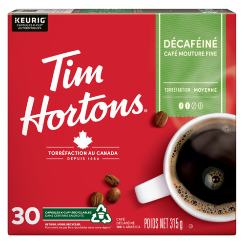 Tim Hortons Coffee Pods Decaffeinated Medium Roast 30 K-Cups 315 g