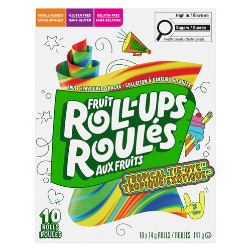 Betty Crocker Fruit Roll-Ups Gluten-Free Fruit Flavoured Snacks Tropical Tie-Dye 141 g