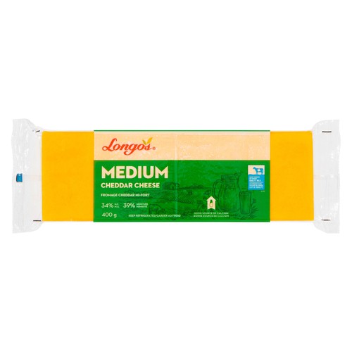 Longo's Block Cheese Medium Cheddar 400 g