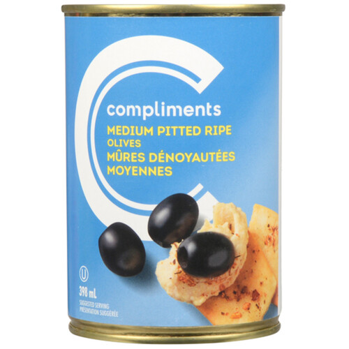 Compliments Black Olives Medium Pitted Ripe 398 ml