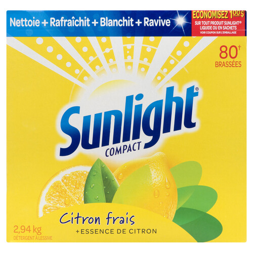 Sunlight Powder Laundry Detergent Lemon Fresh 80 Loads 2.94 kg