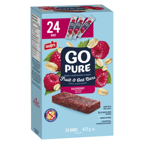 Leclerc Peanut Free Go Pure Fruit & Oat Bars Raspberry Value Size 24 x 672 g