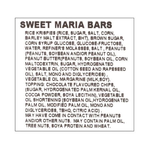 Trinity Squares Sweet Maria Bars 12 Count