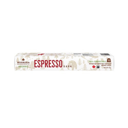 Muskoka Roastery Organic Coffee Pods Espresso Dark 10 Capsules 52 g