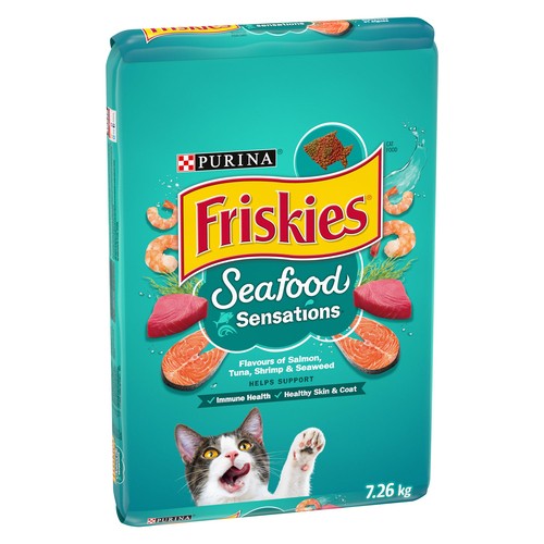Friskies Seafood Sensations Dry Cat Food Tuna Salmon Shrimp & Seaweed 7.26 kg