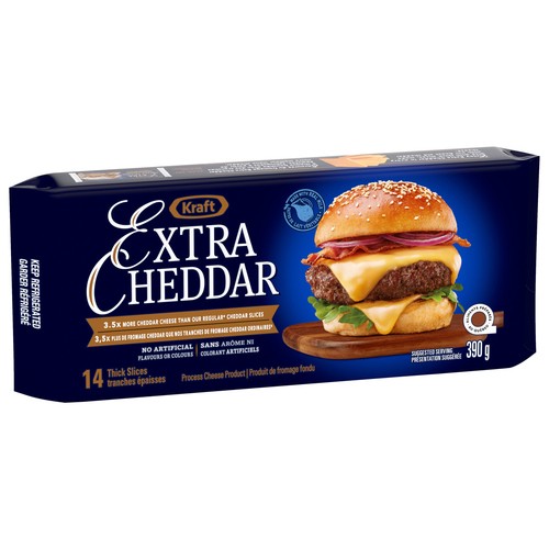 Kraft Sliced Process Cheese Extra Cheddar 14 Slices 390 g