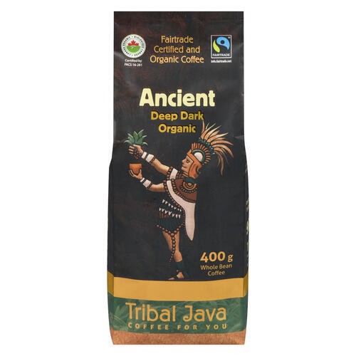 Tribal Java Organic Whole Bean Coffee Ancient Deep Dark 400 g