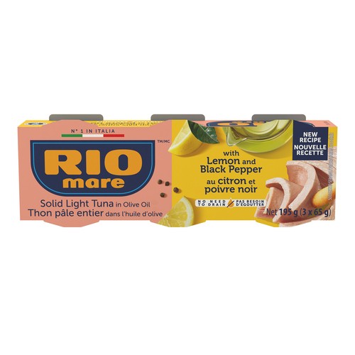 Rio Mare Canned Solid Light Tuna In Olive Oil With Lemon & Black Pepper 3 x 65 g