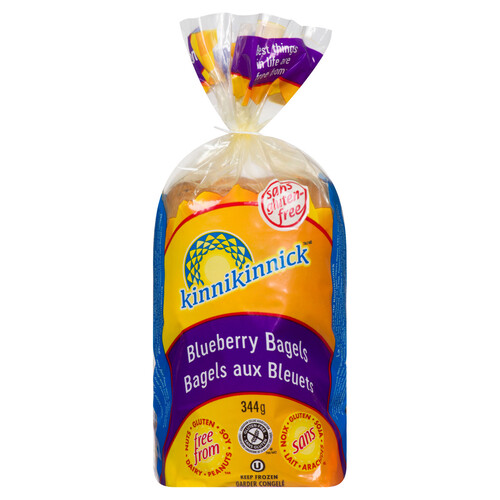 Kinnikinnick Gluten-Free Frozen Soft Bagels Blueberry 344 g