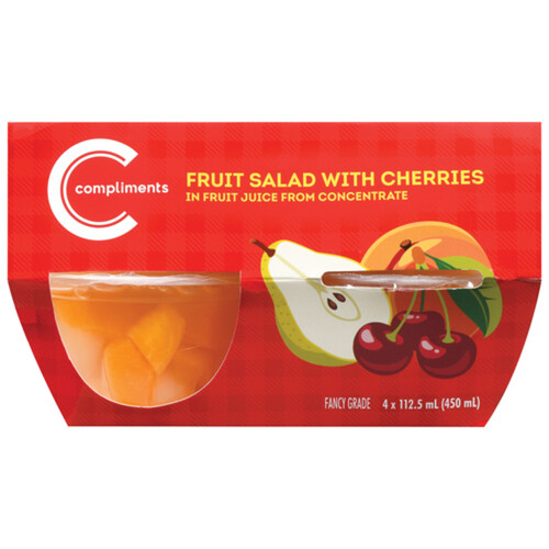 Compliments Fruit Salad In Juice With Cherries 4 x 112.5 ml